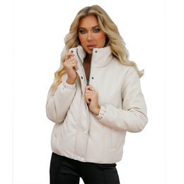 Women's Down Parkas White Black Thick Warm Casual Autumn Winter Zip Up PU Leather Jacket For Bomber Coat Oversize 3XL 230111