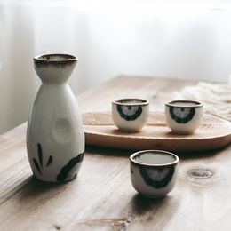 Cups Saucers ANTOWALL Hand Painting Ceramic Sake Wine Set Japanese Style Hip Flask Home