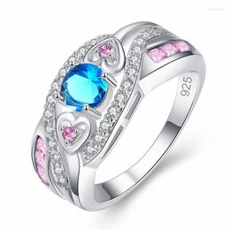 Wedding Rings Fashion Drop Women Jewelry Oval Heart Design Multi & Purple White Silver Color Ring Multiple Sizes