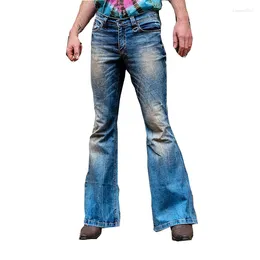 Men's Pants Men's Boot Cut Jeans Slightly Flared Slim Fit Blue Classic Designer Casual Wear Denim Stretch