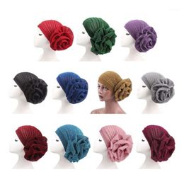 Wide Brim Hats Women Elastic Large Flower Scarf Hat Muslim Head Turban Casual Wrap Chemo Cancer Hair Loss Cap1