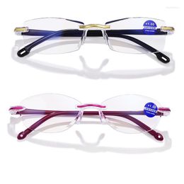 Sunglasses Men Women Rimless Reading Glasses Anti Blue Light Presbyopic Portable Ultra LightReaders Eyewear 150 200 250 300