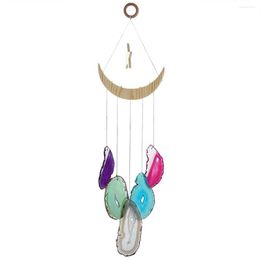 Jewelry Pouches Natural Agate Color Stained Slices Wind Chimes Hanging Ornaments 15-19 Inch