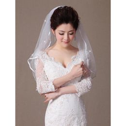 Bridal Veils LAN TING BRIDE Uma Camada Borda Com Tira Enfeitada Vus De Noiva Vu Cotovelo Estilo Critais Espalhad 31 5 Cm (80cm)
