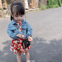 Clothing Sets Girl'S Suit Cowboy Short Coat And Floral Dress 20 Spring Style Childrenswear 2-6-Year-Old