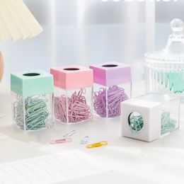 Magnetic Clip Dispenser Paper Holder Square Box Case Fashion Clips Dispenser Office And School Supplies FSTLY160