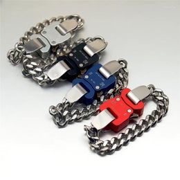Link Bracelets Quality ALYX 9SM Bracelet Stainless Steel Chain Men Women Hip Hop Classic Multicolor Buckle 1017 Jewelry
