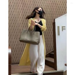 Women's Knits 2023 Women's Maxi Sweater Cardigan Autumn Loose Single Breasted Long Knitted Outerwear Female Coat