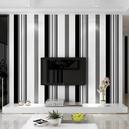 Wallpapers Background Wall Wallpaper Film And Television Living Room Is Now Simple Non-woven Black White Gray Striped