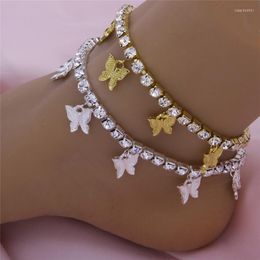 Anklets Animal Anklet Bracelet For Women Yellow Crystal Cute Butterfly Hip Hop Sandales Femme Beset Friend Gift