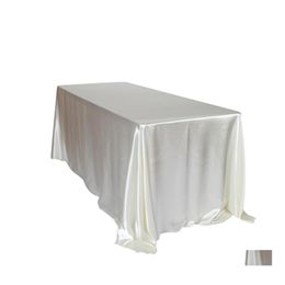 Table Cloth 145X320Cm White/Black Tablecloths Er Rectangar Satin Tablecloth For Wedding Birthday Party El Banquet Decoration Drop De Dhgsn