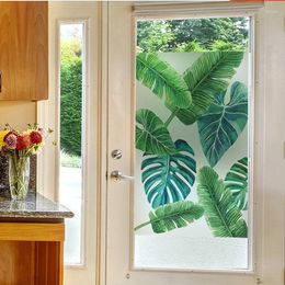 Window Stickers Customised Size Windows Glass Film Door Static Cling Privacy Films For Bathroom Kitchen Home Decor Leaf