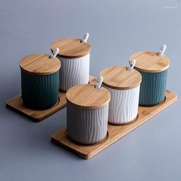 Storage Bottles Nordic Ceramic Spice Rack Salt And Pepper Seasoning Jar Household Kitchen Bottle Set Combination