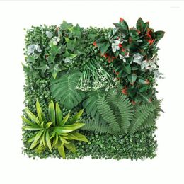 Decorative Flowers 50X50CM Artificial Plant Wall DIY Background Simulation Grass Leaf Wedding Decoration Green Home Decor Flower