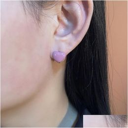 Ear Cuff Fashion Jewellery Cute Pink Heart Earrings S925 Sier Post Gold Plating Unique Design Clip Stud Drop Delivery Dhafl