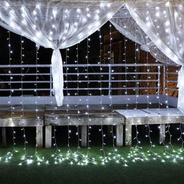 Strings Upgrade LED Fairy Christmas Curtain Icicle String Lights 3M 1/2M Plug Powered 8 Modes Decoration Party Garden Wedding Outdoor