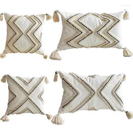 Pillow Geometric Striped Cotton Cushion Cover Morocco Tassel For Couch Sofa Decor Nordic Style Boho Throw Case Woven Tufted