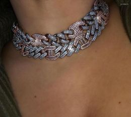 Choker Iced Out Bling Hip Hop Women Jewellery 15mm Width Chunky Cuban Link Chain Necklace 5A Cubic Zirconia Cz Cubans