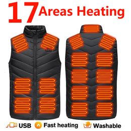 Men's Vests 17 Areas Usb Heated Jacket Men Women Electric Heated Vest Heating Vest Heated Bodywarmer Usb Inner Heat Vest Veste Chauffante 230111