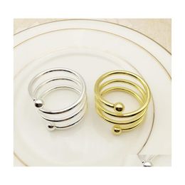 Napkin Rings Spring Double Bead Ring Western Food Gold Sier Color El Home Table Trinkets Drop Delivery Garden Kitchen Dining Bar Dec Dhj7T