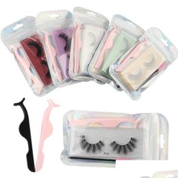 False Eyelashes 3D Lashes Eyelash Package Laser Lash Box Extensions With Brush Curler Natural Thick 100 Suppliers Coloris Beauty Mak Dh2Ln