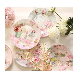 Dishes Plates Pastoral Bone China And Porcelain Cake Dish Pastry Fruit Tray Ceramic Tableware Steak Dinner L1 Drop Delivery Home G Dh5M9