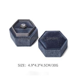 Jewelry Boxes Hexagon Shape Veet Ring Box Storage Case Holder Wedding Display For Women Gift Earrings Packaging Drop Delivery Dhgarden Dhckj