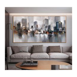 Paintings Reliabli Art City Building Poster Scenery Pictures For Home Abstract Oil Painting On Canvas Wall Living Room Decoration Dr Dhtd2