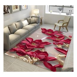 Carpets 3D 2000Mm X 3000Mm Rectangar Rugs Living Room Lotus Flower Rug Sofa Coffee Table Mat Bedroom Yoga Pad Study Door Drop Delive Dhqy1