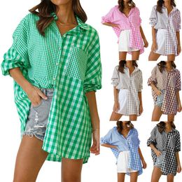 2023 Womens Long Sleeve Shirts Blouses Designer For Women Autumn New Fashion Loose Casual Plaid Shirt Blouse Tops For Ladies
