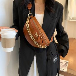 Waist Bags 2023Chain Fanny Pack Women Leather Bag Chest Mini Female Belt Fashion Ladies Shoulder Crossbody