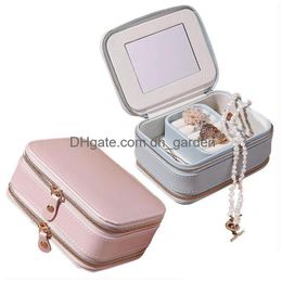 Jewellery Boxes Travel Case Small Box Pu Leather Portable Storage Organiser Double Layer Display For Rings Earrings Bracelets Dhgarden Dhpec