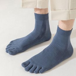 Men's Socks Toe Men Cotton Five Fingers Breathable Short Ankle Crew Sports Running Solid Color Black White Grey Male Sox