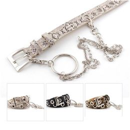 Belts Europe Fashion Womens Decoration Belt Eyes Buckle Leopard Snake Grain Rock Ring Chain Punk Pu Leather Drop Delivery Accessories Dhgci