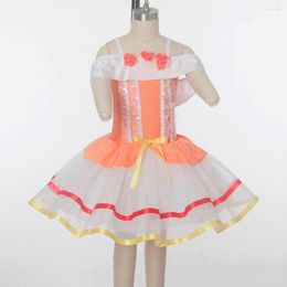 Stage Wear Adult/Child Orange Ballet Dance Tutu Girls Ballerina Performance Costume High Quality Spandex Leotard Dress Dancewear