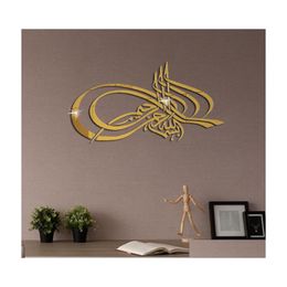 Wall Stickers Islamic Sticker Mural Muslim Acrylic Mirror Bedroom Decal Living Room Decoration Home Decor 3D Decorations Drop Delive Dhibk