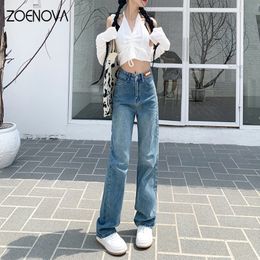 Women's Jeans ZOENOVA 2023 Women Pant Specially Designed Low Waist Denim Vintage Clothing Slim Versatile Fashion Straight Wide Leg 230110