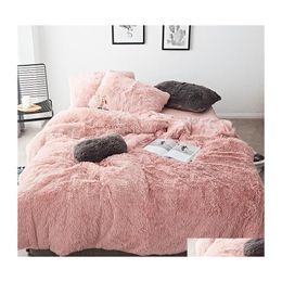 Bedding Sets Pink White Fleece Fabric Winter Thick 20 Pure Colour Set Mink Veet Duvet Er Bed Sheet Linen Pillowcases Drop Delivery Ho Dhmhr