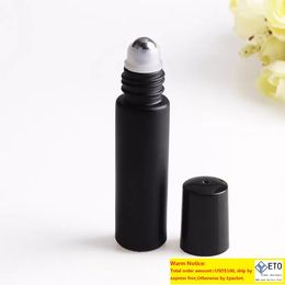 DHL SHIPPING 10mlPurple Green Red Black Thick Glass Roll On Essential Oil Empty Perfume Bottles Roller Ball