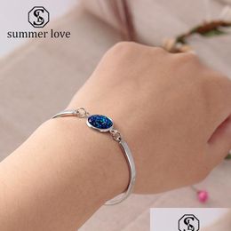Chain Bracelet Exquesite Fashion Nature Stone For Women Big Crystal Adjustable Size Gold Sier Handmade Charm Valentines Drop Deliver Dhnhx