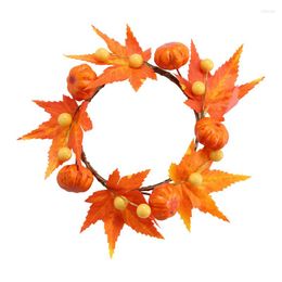 Decorative Flowers 6PCS Pumpkin Maple Wreath Thanksgiving Orange Leaves With Little Pumpkins Front Door Hanging Festive Supplies