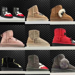 Sherpa Fur Lined Winter Shoes Kids Infant Australia Boots Suede Shearling Ankle Booties Boy Girl Children Animal Cartoon Platform Snow Boot