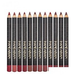 Lip Pencils Handaiyan Matte Liner Set Lipstick Pencil 12 Colours Easy To Wear Natural Longlasting Line Eyes And Lips Makeup Kit Drop Dh7Cf