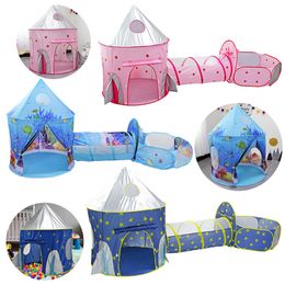 Toy Tents Kids Tunnel Spaceship 3 In 1 Tent House Play Toys Foldable Children Crawling Portable Ocean Pool Little Houses for Girls Boys 230111