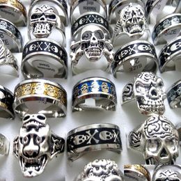 Band Rings Wholesale 50Pcs Mix Skl Stainless Steel Add Alloy Jewellery Finger Ring Punk Biker Edelstahlringe Fashion Drop Delivery Dhoiu