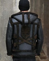 Men's Leather & Faux Mens Shearling Jacket Men Detachable Sleeve Genuine Fur Jackets And Coats One Sheepskin Winter Coat