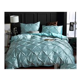 Bedding Sets Satin Silk Set Solid Colour Nordic Style With Pillowcase Fl Queen King Size Drop Delivery Home Garden Textiles Supplies Dh5De