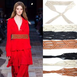 Belts 2023 Fashion Ladies Retro Pattern Hand-woven Wax Rope Triangle Style Waist Seal Decoration Belt BG-1573