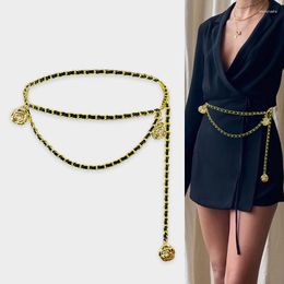Belts Fashion Gold Chain Belt Female Waist Adjustable Tassel Metal For Women High Quality Easy Waistband Thin Strap