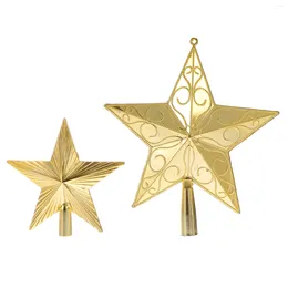 Christmas Decorations 2pcs Treetop Star Decors Exquisite Five Pointed Adornments Layout Ornaments